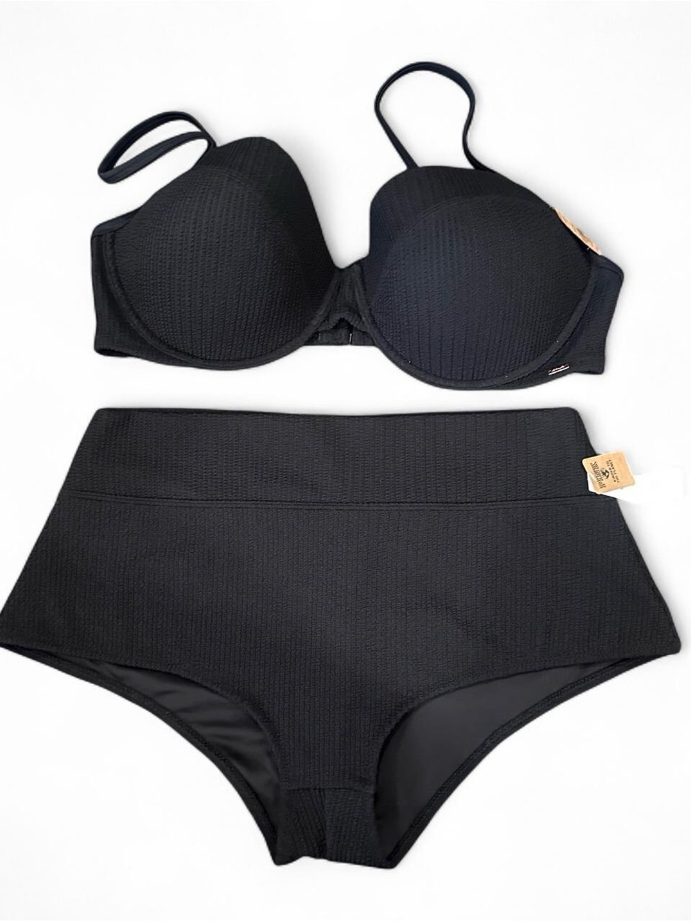 PINK Victoria's Secret Black High-Waist Bikini Set (2XL)